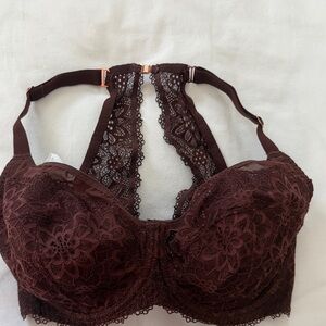 Bravissimo Brown Lace Racerback Underwire Bra Full Bust 30FF
